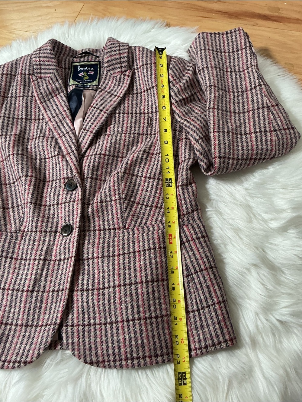 Boden Pink British Tweed By Moon Wool Blazer Size 10 - Picture 4 of 8